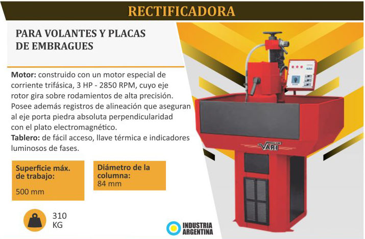 Rectificadora para volantes y placas de embragues