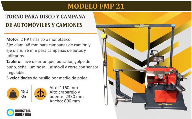 Torno para disco y campana de automóviles y camiones